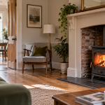 Older wood-burning stove in a Cambridge Victorian home