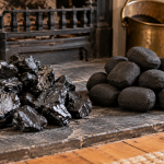 Anthracite and manufactured smokeless fuel ovals shown side by side
